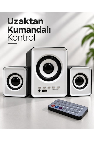 Fm Radyolu Bluetooth Masaüstü Hoparlör Seti Çok Renkli
