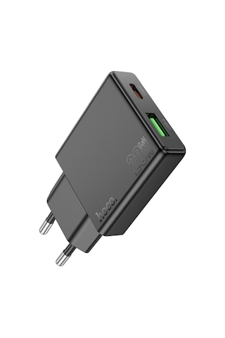 Hoco N38 Delgado PD20W + QC3.0 Hızlı Şarj Adaptörü Siyah