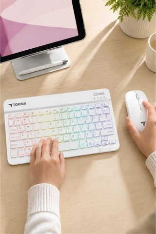 Özel Üretim Bilgisayar Tuş Ofis Kablosuz Klavye Mouse Seti Tmk09 Beyaz Diğer