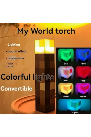 Maoyaya Minecraft Lambası: Şarj Ed., Sesli, El İle Sallan., Çocuklar İçin Parlak Sarı Sarı