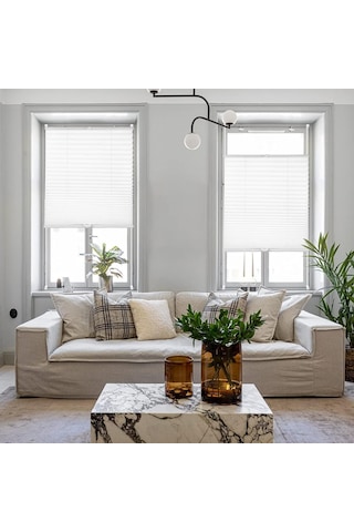 Beyaz Plise Katlanır Cam Balkon Perdesi - Ofis Perdesi - Ev Perdesi - Salon Perdesi - Plise Perde Kancalı Sadece Cam Balkon İçin
