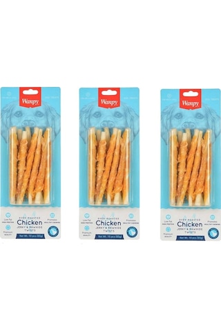 Wanpy Deri Üzerine Tavuk Sargılı Düğümlü Köpek Kemiği 3 x 85 G