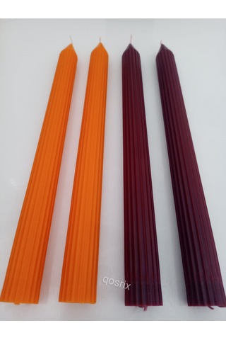 Yılbaşı Özel Serisi 4'lü Turuncu Bordo Şamdan Doğal Soya Mumu