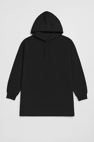 Markapia Kadın Kapüşonlu Cepli Tunik Sweatshirt SiYAH