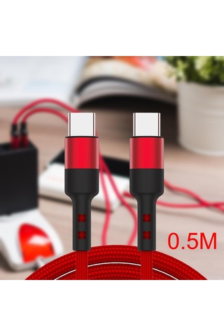 Suntek USB C Veri Kablosu 3.8 MM 50 CM Kırmızı