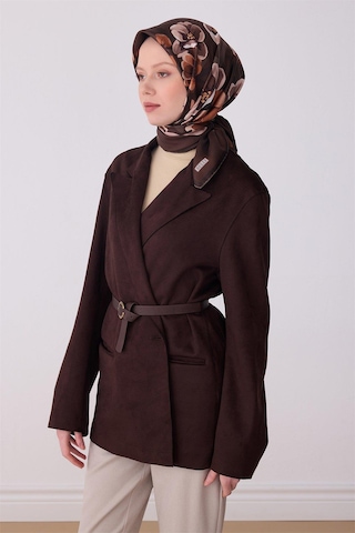 Belli İpek Eşarp - 4330-51 Acı Kahve Twill Lacivert