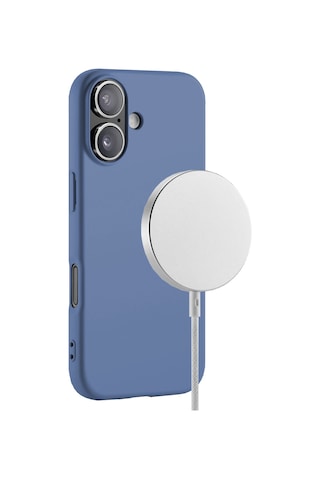 Buff Apple Uyumlu iPhone 17 Magsafe Rubber Fit Silikon Kılıf Mavi