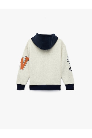 Koton Şardonlu Uzun Kollu Baskılı Oversize Kapşonlu Sweatshirt Gri 7wkb10029tk