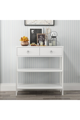 Dekorosso Luke Modern Dekoratif 2 Çekmeceli 2 Raflı Dresuar Beyaz