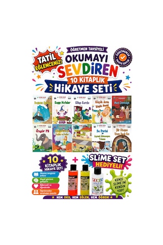 4.sınıf Öğretmen Tavsiyeli Okumayı Sevdiren 64 Sayfa 10 Kitaplık Hikaye Seti-5 Slime Set Hediyeli
