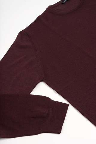 Woolen World Bisiklet Yaka Battal Büyük Boy Yünlü Triko Kazak Bordo