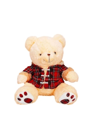 1510 Ekose Elbiseli Peluş Ayı 45 Cm -sunman