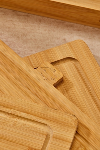 Cooker 5 Parça Standlı Fonksiyonel Bambu Kesim Tahtası Kahverengi