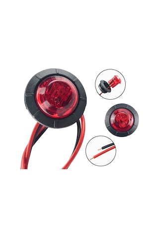 Off Road Kartal Gözü Yuvarlak Kırmızı Led Lamba 12-24v 5 Adet