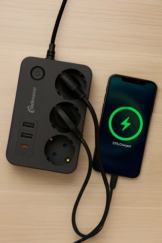 Usb Type-c Priz Dönüştürücü 2m Kablolu 2500w