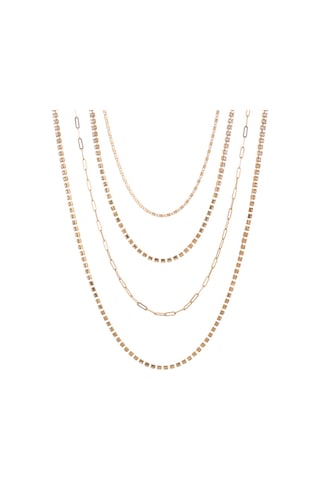 Chavin 2 Katmanlı Taşlı Gold Alloy Kadın Zincir Kolye En24 Altın