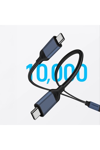 Qgeem Type-c To Type-c 2in1 Data Kablosu Ve Çevirici 140w 480mbps 1.2m Siyah