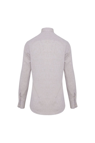 Hatemoğlu Kahverengi Desenli Slim Fit Keten Gömlek Koyu Kahve Koyu Kahverengi