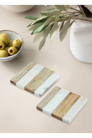 The Mia Nature Bardak Altlığı 2li Set Brk0117 Beyaz - Kahverengi