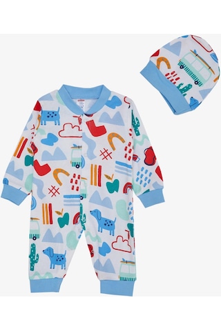 Breeze Erkek Bebek Tulum Desenli Köpekçik Baskılı 0-6 Ay, Beyaz-beyaz Beyaz