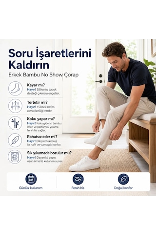 Çorap Giyim Erkek Bambu 12 Li Babet Çorap Görünmez No Show Dikişsiz Silikon Topuklu Siyah