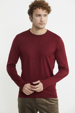 Sementa Erkek Sıfır Yaka Basic Triko Kazak - Bordo 001