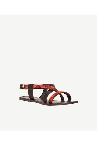 Yargıcı Boncuk İşlemeli Deri Sandalet 26ykay4045x 208 Kahverengi