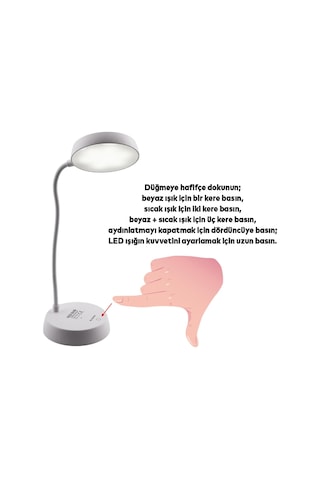 Masa Üstü Lamba Şarjlı Akrobat 360 3 Kademe Dokunmatik Çalışma Okuma Işığı Gece Lambası Soft Işık Diğer
