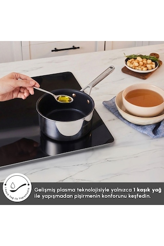 Karaca Plasma Steel 316+ 3Ply Yanmaz Yapışmaz Çelik Sosluk 18 cm