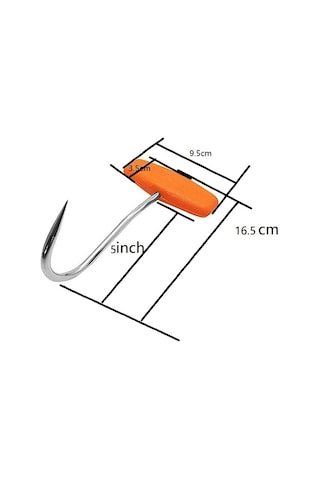 Vkemall 3 Adet Sus304 Paslanmaz Çelik T-desenli Et Kancası, Turuncu Plastik Kollü, 16.5 Cm Toplam Uzunluk, Et Fabrikaları İçin Diğer