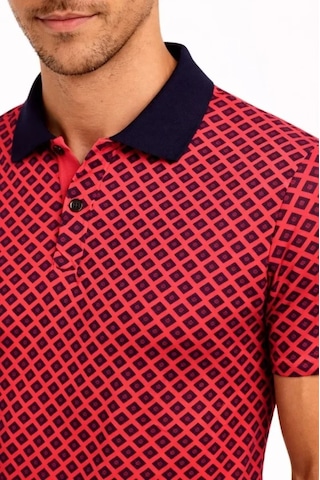 Modi Erkek Pike Kumaş Polo Yaka Desenli Tişört Kısa Kol Yazlık T-shirt - Kırmızı Açık Kırmızı