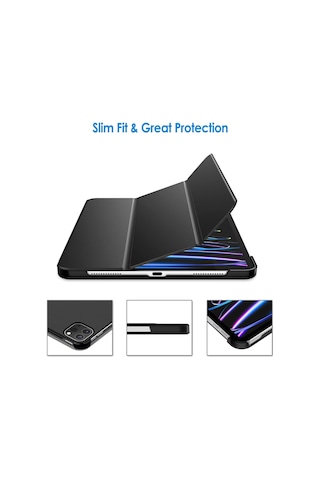 Apple Uyumlu iPad, Pro 11 M4 2024 11 Inç Tablet Flip Smart Standlı Akıllı Kılıf Smart Cover Kapaklı Kılıf