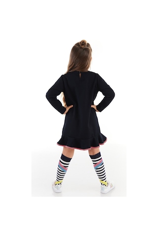 Denokids Mshb&g Perçem Fırfırlı Lacivert Kız Çocuk Elbise + Dizaltı Çorap Çok Renkli