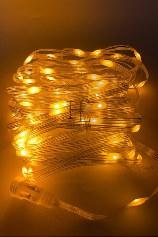 10 Metre Sarı Amber Peri Led Işık Ip64 Dış Mekan Jack Eklemeli Dekoratif Led Işık Yılbaşı Süsü Sarı