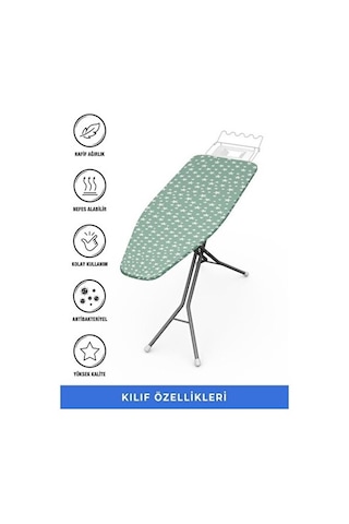 Magic Lady Ütü Masası Kılıfı Örtüsü Bezi İnce Süngerli Ayarlanabilir 133 X 50 Cm Yeşil Yıldızlı