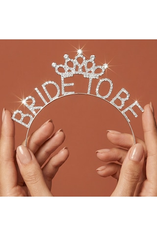 Valmont Accessories Bride To Be Kristal Taşlı Işıltılı Bekarlığa Veda Tacı Gümüş