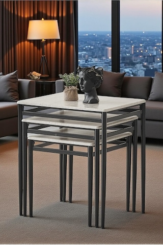 Diva Serisi 1. Sınıf Mebran Mdf 3 Lü Zigon Sehpa Takımı Siyah