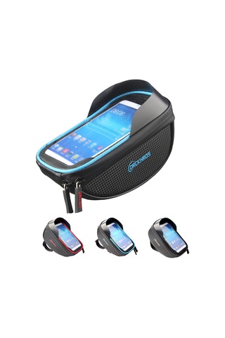 Youtek Bisiklet Gidon Çantası - Su Geçirmez, Güneşlikli, Polyester, Siyah Ve Mavi Çok Renkli