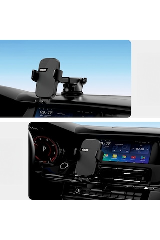 Go Des Gd-hd357 Havalandırma Ve Vantuz Tasarımlı 2in1 Araç İçi Telefon Tutucu Siyah