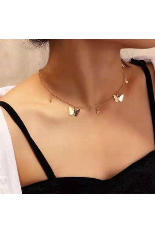 Kadın Kelebek Gerişletme Kolyeleri Ayarlanabilir Kelebek Zinciri Kolye Takı Hediyesi Kadınlar İçin Teen Girls Girlfriend Silver