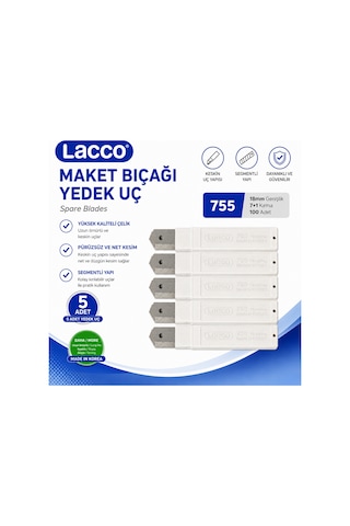 Lacco Alumunex Maket Bıçağı 1 Adet + 5 Kutu 18 Mm Yedek Uç Alüminyum Gövde Kesici Seti