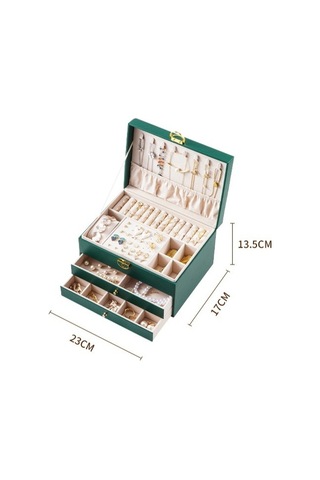 Yystore Üç Katlıbüyük Kapasiteli Mücevher Kutusu Rezidansı Yeşil