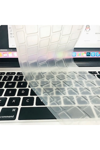 Apple Uyumlu MacBook 13.3' Air 2020 A2337 Zore Klavye Koruyucu Transparan Buzlu Silikon Ped