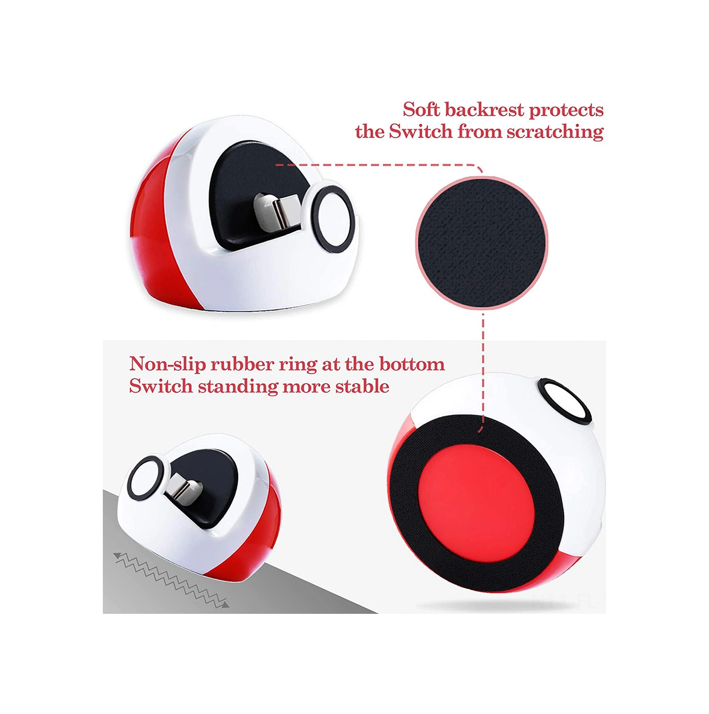 Lemestar Nintendo Switch/switch Lite İçin Taşınabilir Şarj Dökümani - 45 Görsel Açı, Anti-skayma, Silikon Korumalı Masaüstü Stant