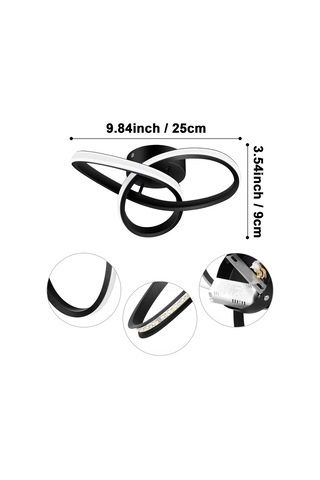 Neoglint Kavisli Tasarım Led Tavan Işık Koridor Işıkları Siyah Siyah