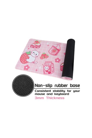 Masa İçin Kawaii Oyuncu Mouse Pad'i, Büyük Kedi Çilekli Süt Mouse Pad'i, Pembe Mouse Pad Xl, Sevimli Anime Mouse Pad'i