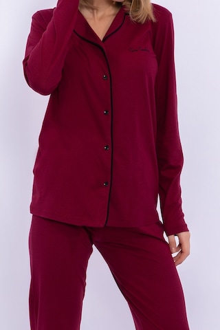 Pierre Cardin PIERCARDIN BAYAN YETİŞKİN GÖMLEK PİJAMA TAKIMI BORDO