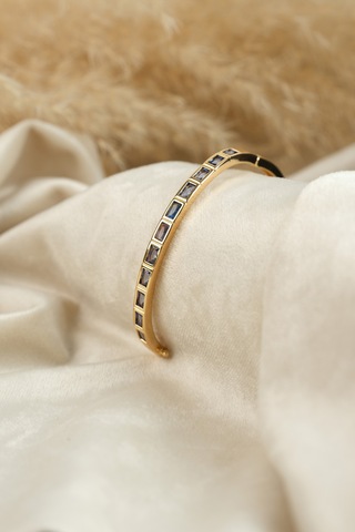 Çildan Womens Gold Özel Tasarım Mavi Taşlı Kelepçe Bileklik Altın - Gümüş