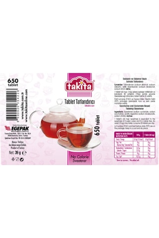 Tablet Tatlandırıcı 650 Tablet