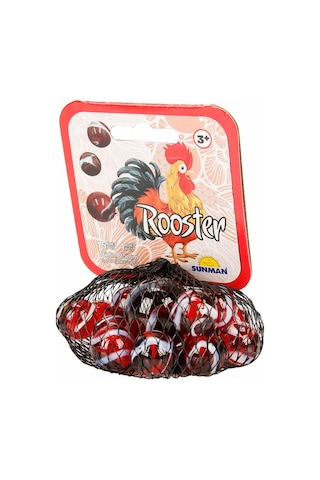 Horoz Kırmızı Misket Oyunu Cam Bilye Seti Büyük Boy Misketli 16 Parça